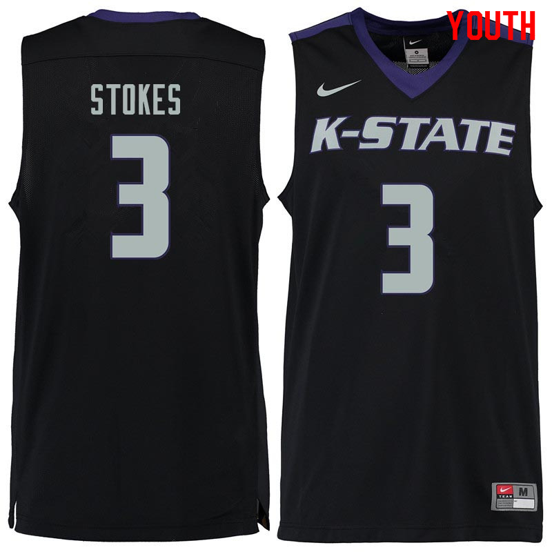 Youth #3 Kamau Stokes Kansas State Wildcats College Basketball Jerseys Sale-Black - Click Image to Close